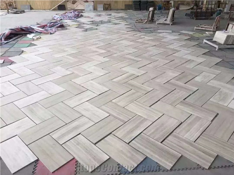China Gray Wood Grain Marble Polished Mosaic Tiles