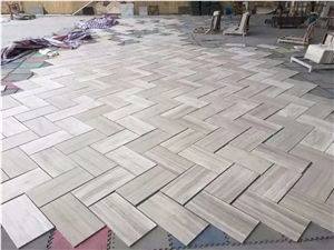 China Gray Wood Grain Marble Polished Mosaic Tiles