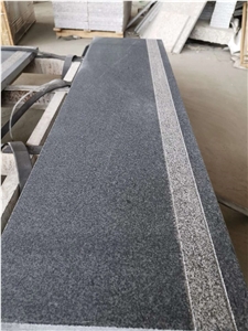 China New G654 Black Granite Flamed Deck Stair