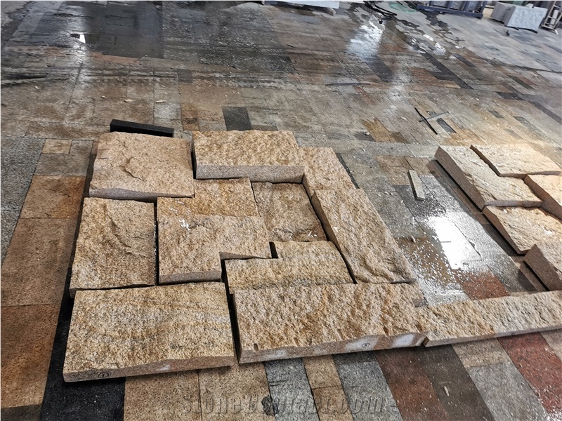 G682 Yellow Rust Stone Split Floor Covering Tiles