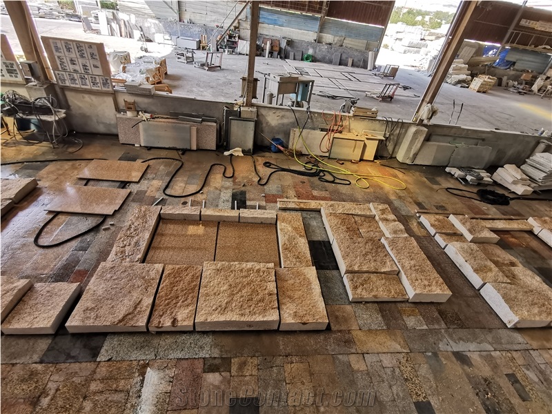 G682 Yellow Rust Stone Split Floor Covering Tiles