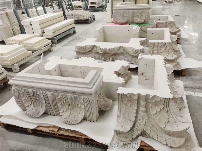 Mocha Beige Honed Limestone Column Bases