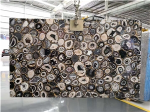 Dark Black Agate Semiprecious Gemstone Slab New Dark Black Agate Semiprecious Gemstone Slab New