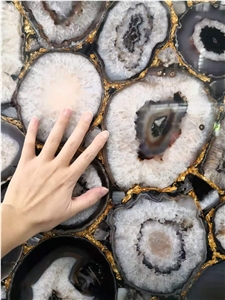 Dark Black Agate Semiprecious Gemstone Slab New
