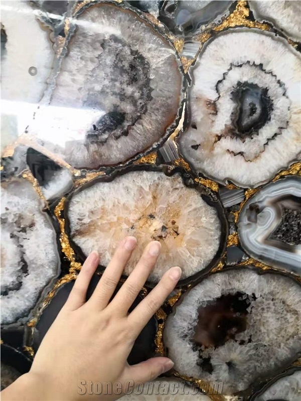Dark Black Agate Semiprecious Gemstone Slab New