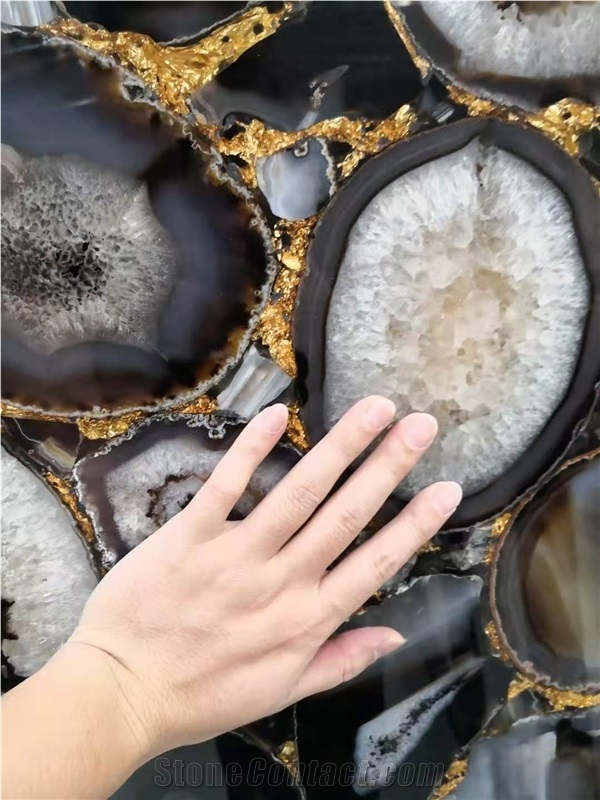 Dark Black Agate Semiprecious Gemstone Slab New