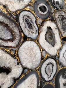 Dark Black Agate Semiprecious Gemstone Slab New