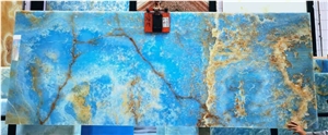 Pakistan Erzurum Sky Blue Brown Onyx Slab Tile Pakistan Erzurum Sky Blue Brown Onyx Slab Tile
