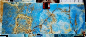 Pakistan Erzurum Sky Blue Brown Onyx Slab Tile
