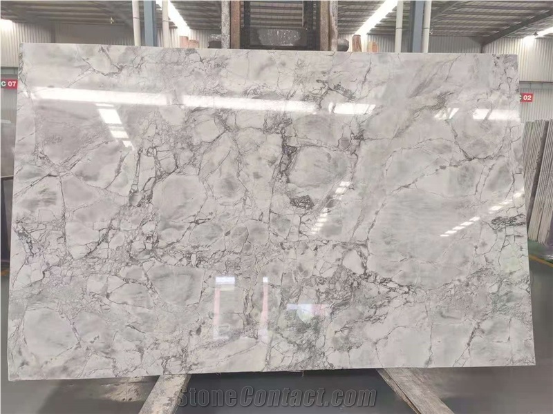 Super White Calacatta Grey Quartzite Slab Tile