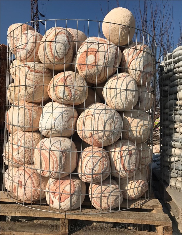 Tumbled Marble Cobble Gabion Garden Design