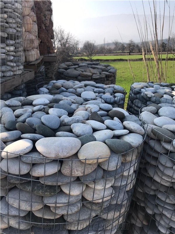 Tumbled Marble Cobble Gabion Garden Design