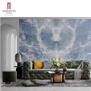 Bookmatch Blue Onyx 2600x1200mm Ceramic Tile Slab