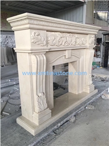 Marble Fireplace Sculpture Beige Mantel Fireplace
