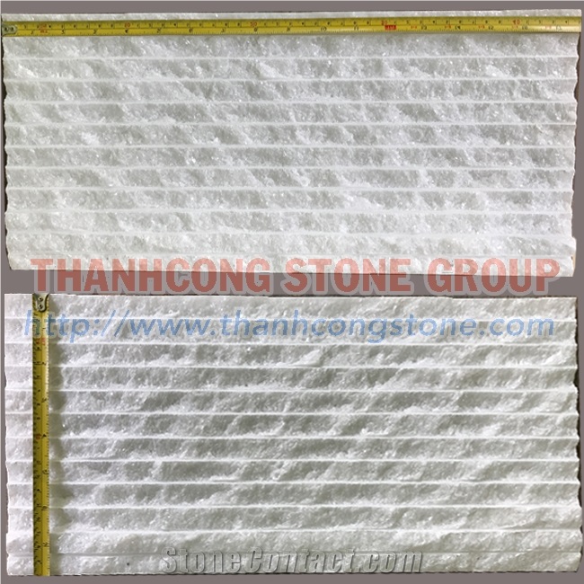 Vietnam Crystal White Stone Chiseled Wall Cladding Tile