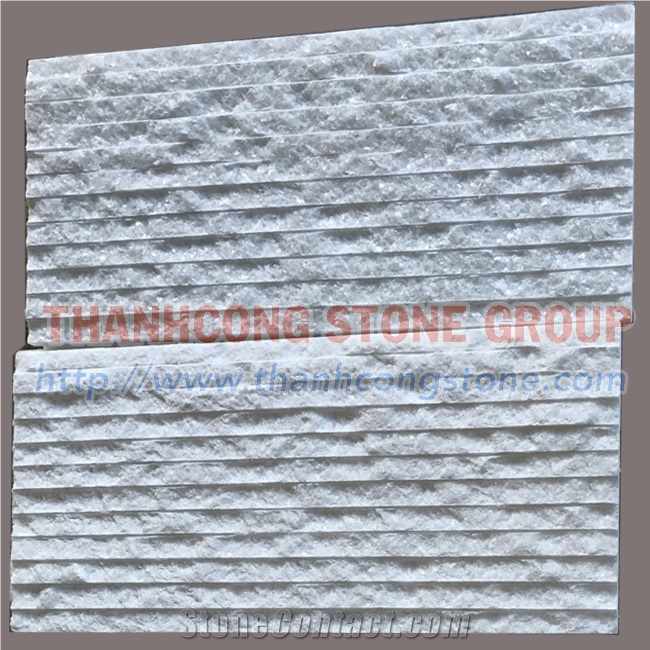 Vietnam Crystal White Stone Chiseled Wall Cladding Tile