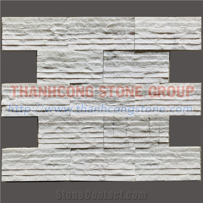 Vein White Chiseled Stone Tiles