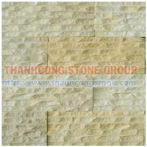 Yellow Gold Marble Chiseled Wall Cladding Tiles 