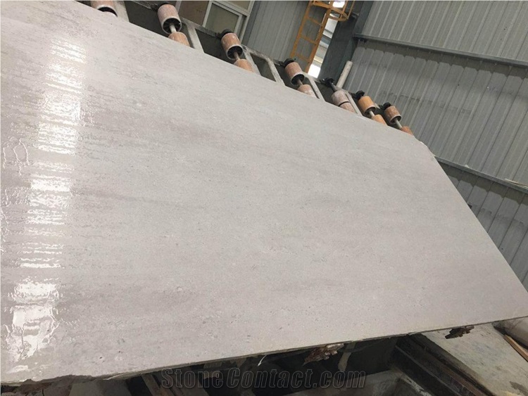 Chinese Silver Grey Travertine Polish Slabs&Tiles