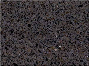 Black Solid Surface Terrazzo Tile Honed Brown Quartz Chips