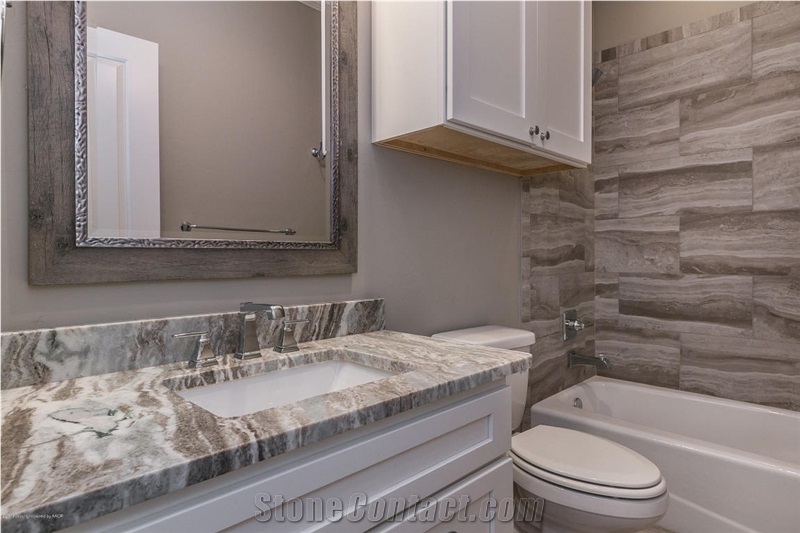 Fantasy Brown Veins Marble Prefab Vanity Top