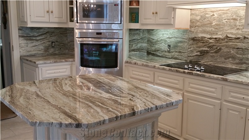 Fantasy Brown Veins Marble Prefab Vanity Top