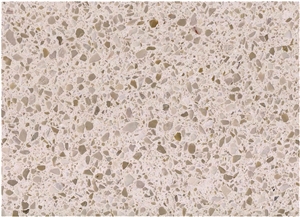 Ivory Pink Solid Surface Terrazzo Tile Honed Floor Pattern Desgin