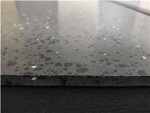 Mirror Glass Cosmic Black Terrazzo Tile in Granite Look