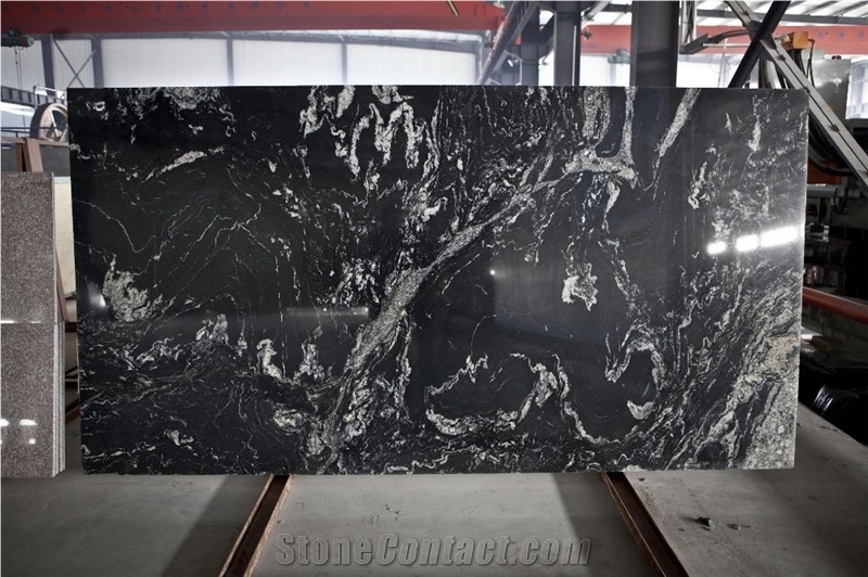Nero Fantasy Black Cosmic Granite Stair Polished