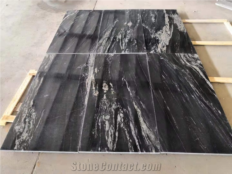 Nero Fantasy Black Cosmic Granite Stair Polished