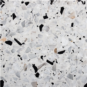 Quartz Chips White Terrazzo Tile Floor Cover Pattern