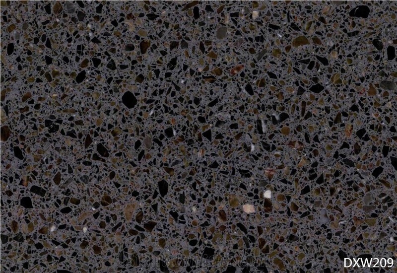 Solid Surface Brown Quartz Chips Terrazzo Tile
