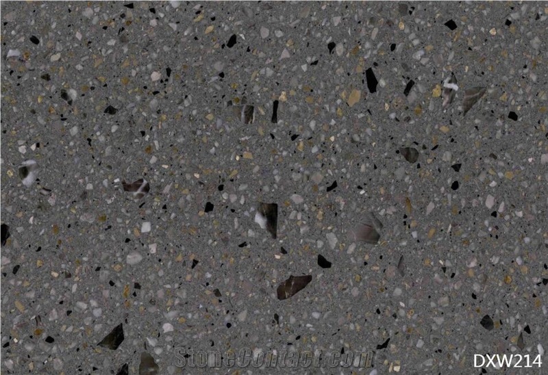 Solid Surface Crystal Grey Coral Stone Look Terrazzo Tile