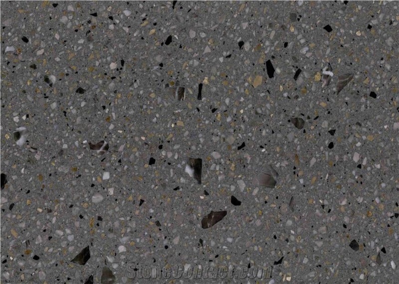 Solid Surface Crystal Grey Coral Stone Look Terrazzo Tile