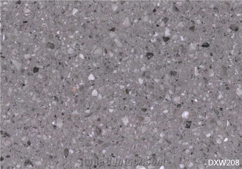 Solid Surface Crystal Grey Coral Stone Look Terrazzo Tile
