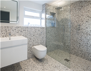 White Terrazzo Tile Cement Floor Cover Commercial Design