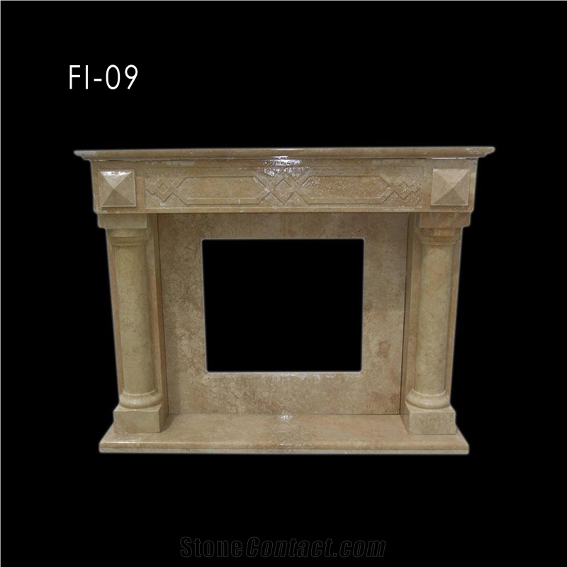 Beige Marble Fireplace
