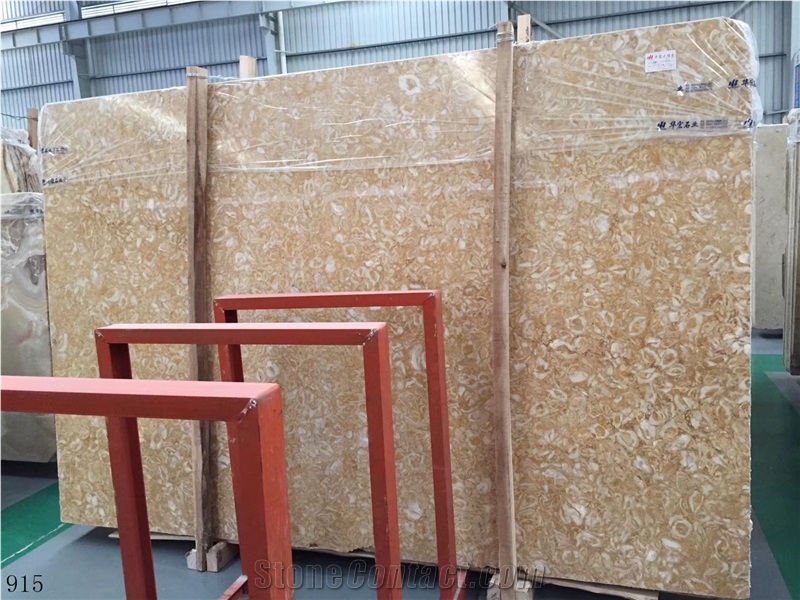 Kinsale Golden Marble Slabs White Feature