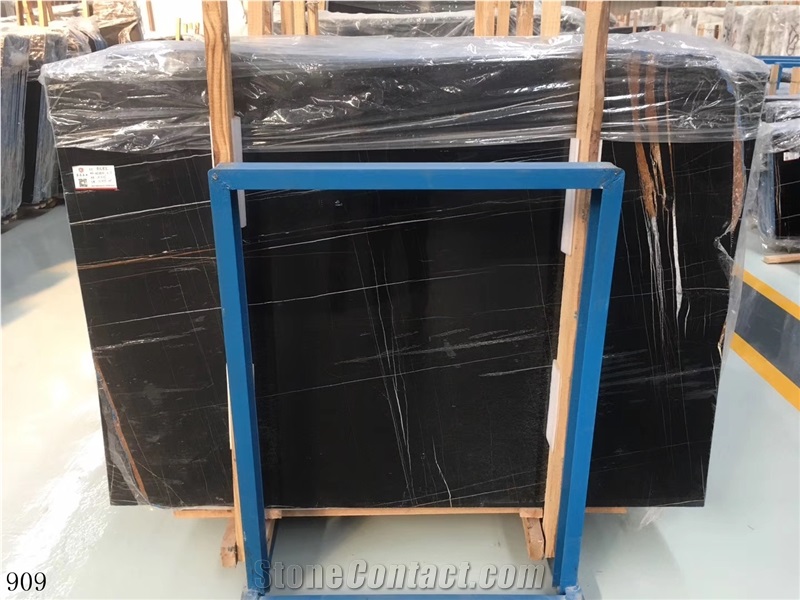 Noir Aziza Lauren Black Gold Marble Slab Wall Tile
