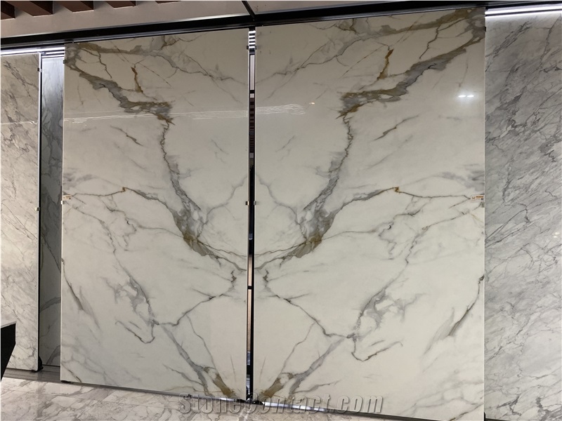 White Nano Glass Crystallized Stone Slab Tile