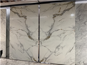 White Nano Glass Crystallized Stone Slab Tile