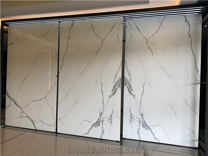 White Nano Glass Crystallized Stone Slab Tile