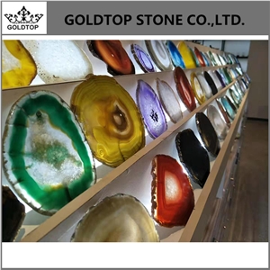 Agate Coasters with Gold Edge Plated Drink