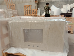 Beige Quartz for Countertop Kitchen Top