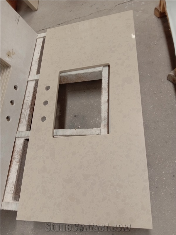 Beige Quartz for Countertop Kitchen Top
