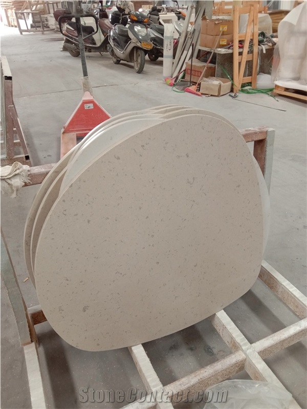 Beige Quartz Irregular Table Top Artificial Stone