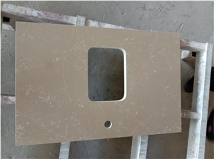 Brown Calcatta Quartz Prefab Countertops