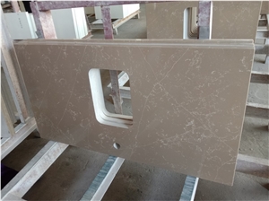 Brown Calcatta Quartz Prefab Countertops