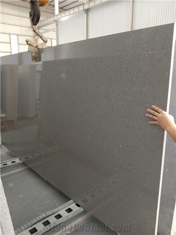 Caesarstone Sparkle Grey Quartz Slab Cheap Stone