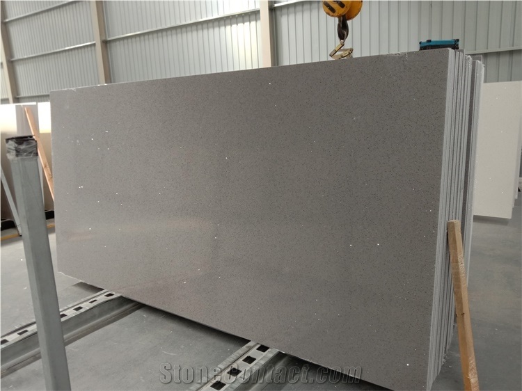 Caesarstone Sparkle Grey Quartz Slab Cheap Stone